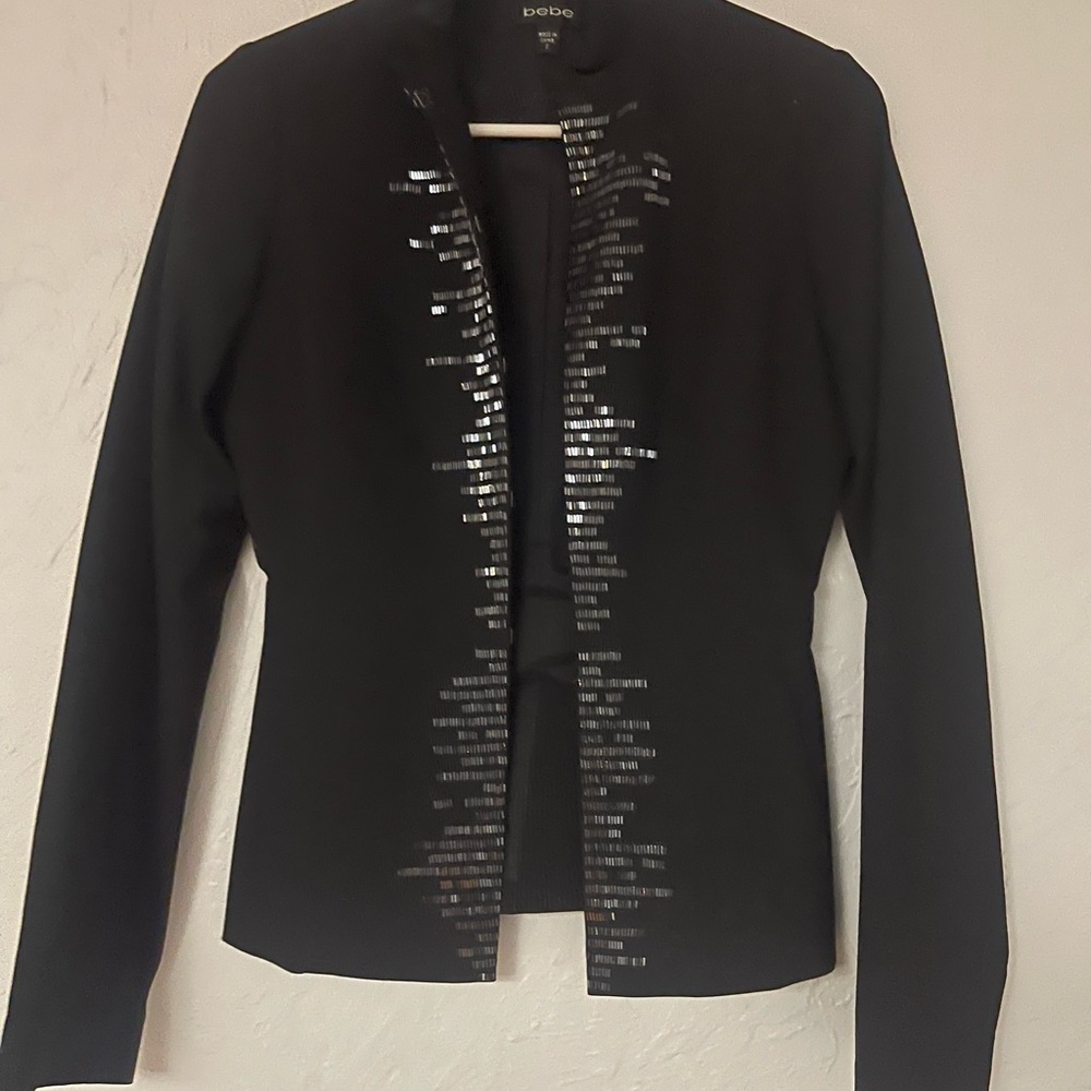 Bebe Black Sequin Embellished Blazer